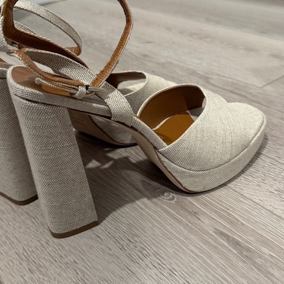 BNwT STAUD Natural Linen Solange Block Heel Platform Sandals Size 41 / 10.5 - Picture 6 of 6